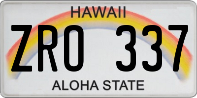 HI license plate ZRO337