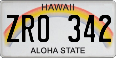 HI license plate ZRO342
