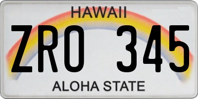 HI license plate ZRO345