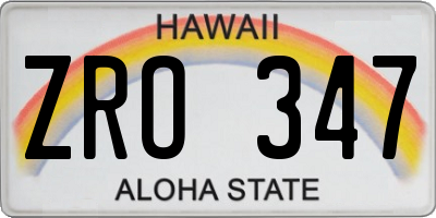 HI license plate ZRO347