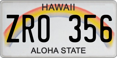 HI license plate ZRO356