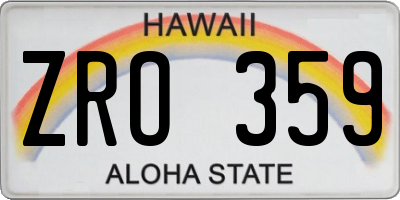 HI license plate ZRO359