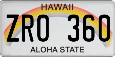 HI license plate ZRO360