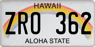 HI license plate ZRO362
