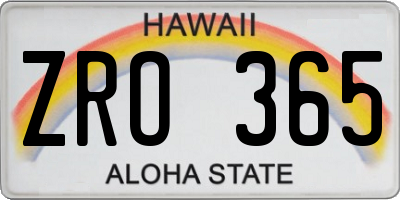 HI license plate ZRO365