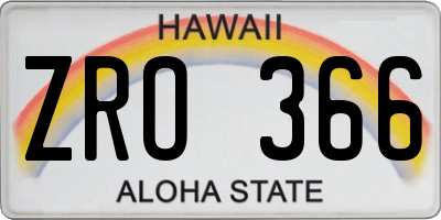 HI license plate ZRO366