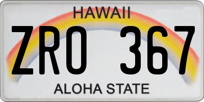 HI license plate ZRO367