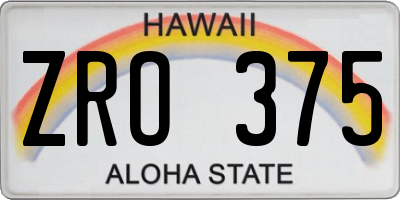 HI license plate ZRO375