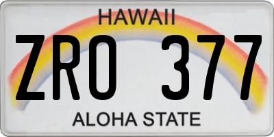 HI license plate ZRO377