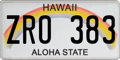 HI license plate ZRO383