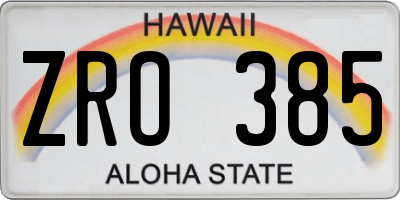 HI license plate ZRO385