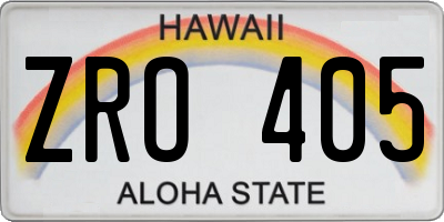 HI license plate ZRO405