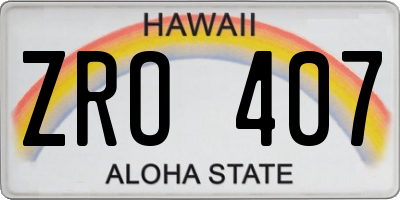 HI license plate ZRO407