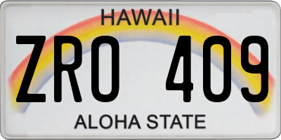 HI license plate ZRO409