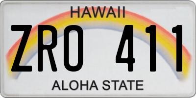 HI license plate ZRO411