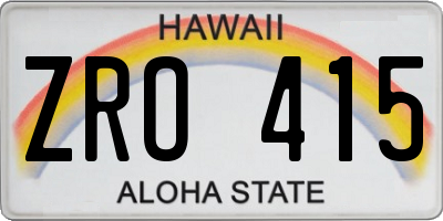 HI license plate ZRO415