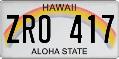 HI license plate ZRO417