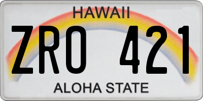 HI license plate ZRO421