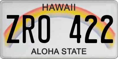 HI license plate ZRO422