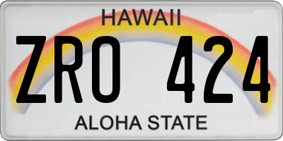 HI license plate ZRO424