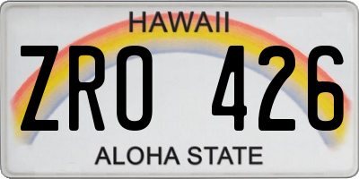 HI license plate ZRO426