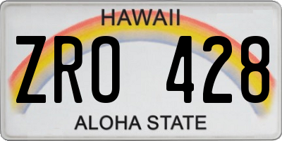 HI license plate ZRO428