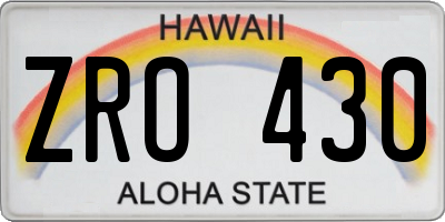 HI license plate ZRO430