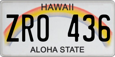 HI license plate ZRO436