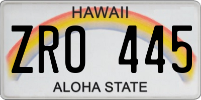 HI license plate ZRO445