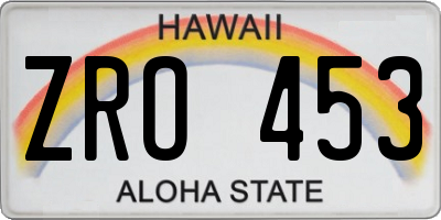 HI license plate ZRO453