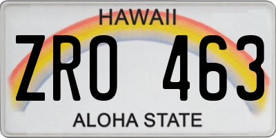 HI license plate ZRO463