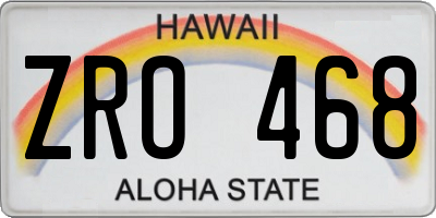 HI license plate ZRO468