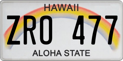 HI license plate ZRO477