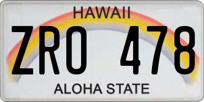 HI license plate ZRO478