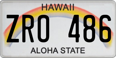 HI license plate ZRO486