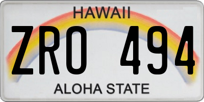 HI license plate ZRO494