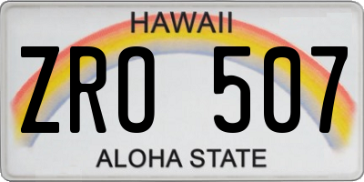 HI license plate ZRO507