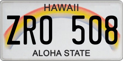 HI license plate ZRO508