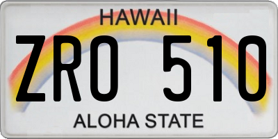 HI license plate ZRO510