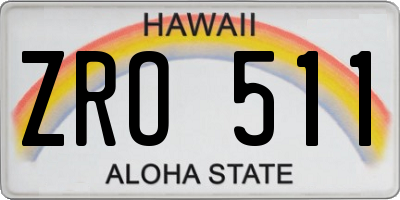 HI license plate ZRO511