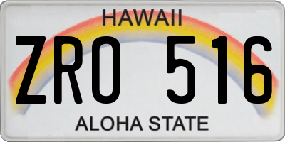HI license plate ZRO516