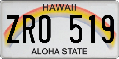 HI license plate ZRO519
