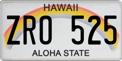 HI license plate ZRO525
