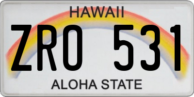 HI license plate ZRO531