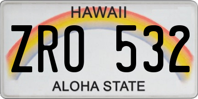HI license plate ZRO532