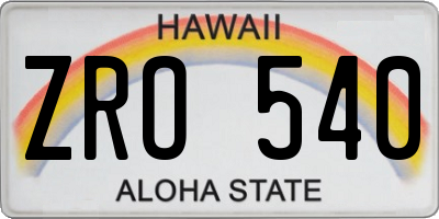 HI license plate ZRO540