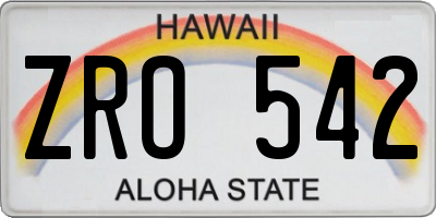 HI license plate ZRO542