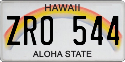 HI license plate ZRO544