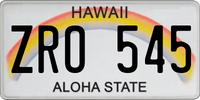 HI license plate ZRO545