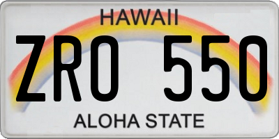 HI license plate ZRO550